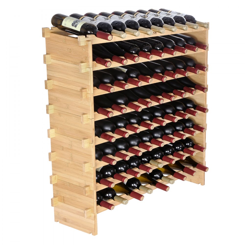 OPX-WR89NR - Elegant 8-Tier Bamboo Wine Rack for 72 Bottles