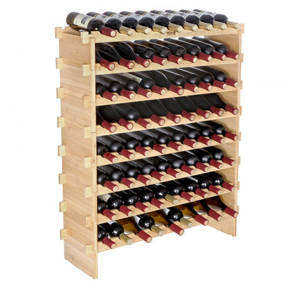 OPX-WR89NR - Elegant 8-Tier Bamboo Wine Rack for 72 Bottles
