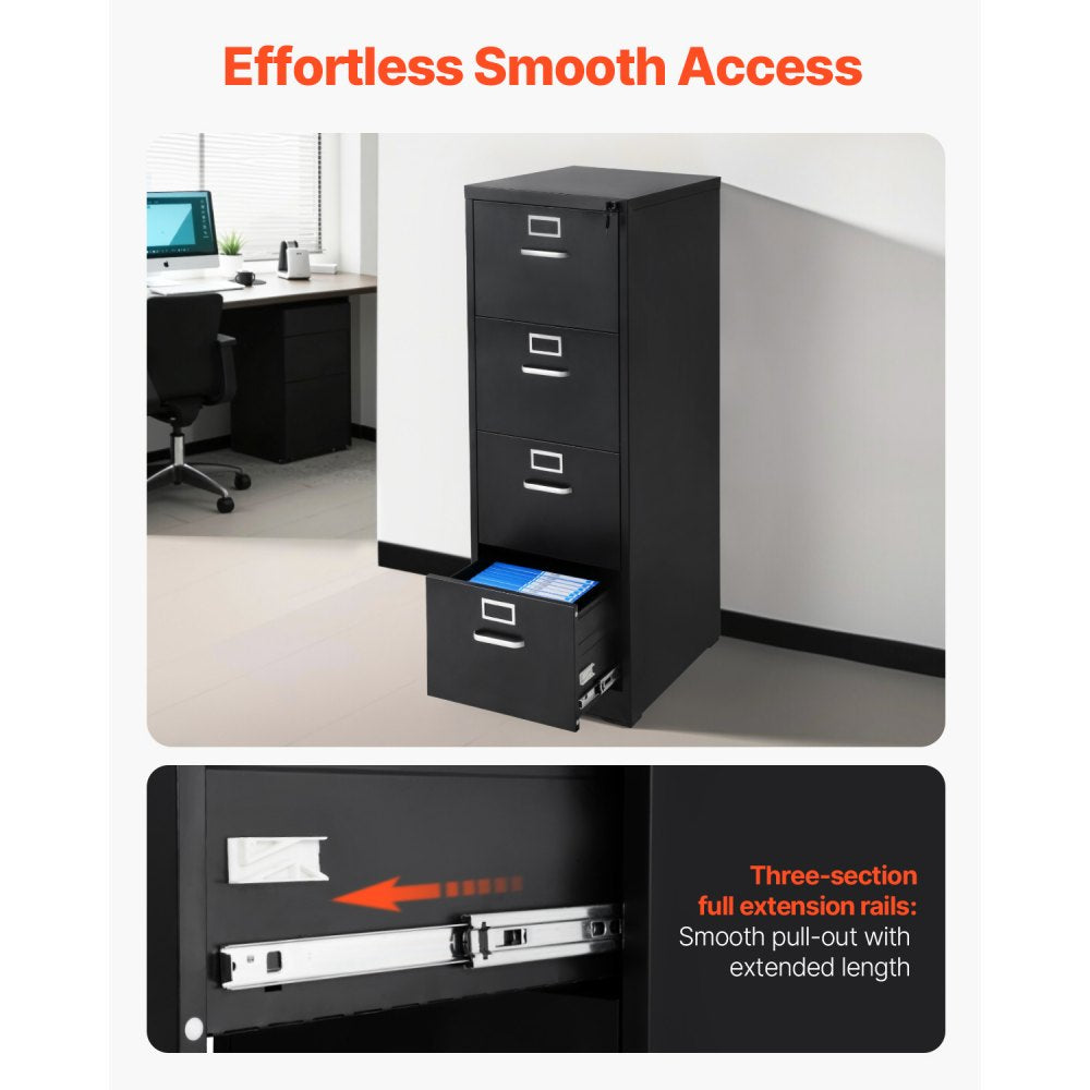 LK53112907 - Durable 4-Drawer Vertical File Cabinet with Lock