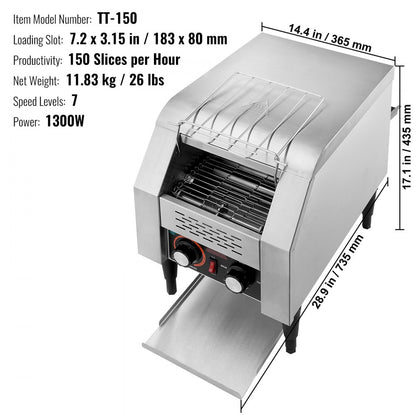 TT-150 - High-Efficiency Conveyor Toaster for 150 Slices/Hour