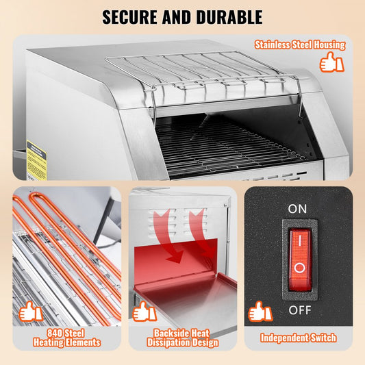 TT-300 - Heavy-Duty Stainless Steel Conveyor Toaster for Commercial Use