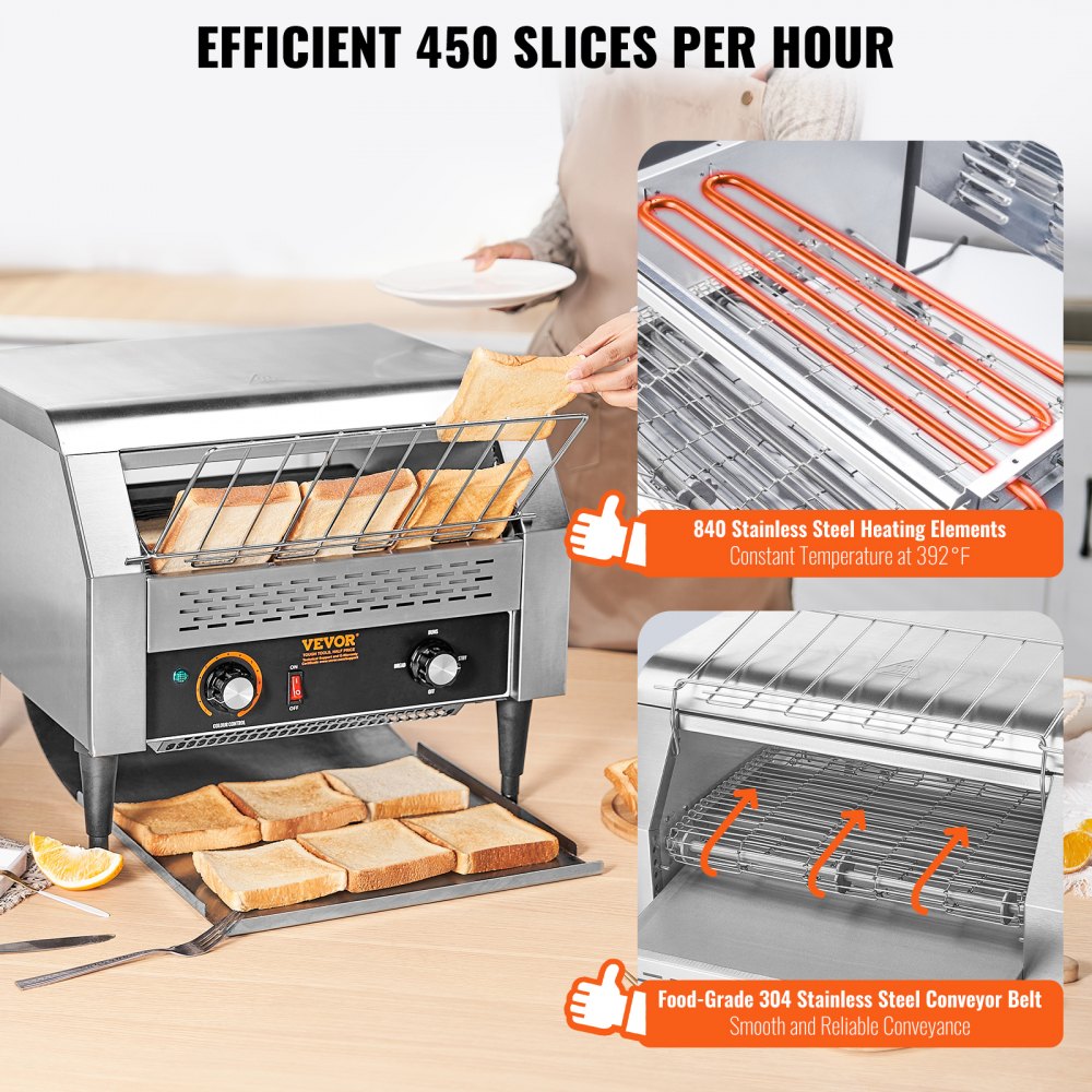 TT-450 - High-Capacity Stainless Steel Conveyor Toaster for 450 Slices Hourly