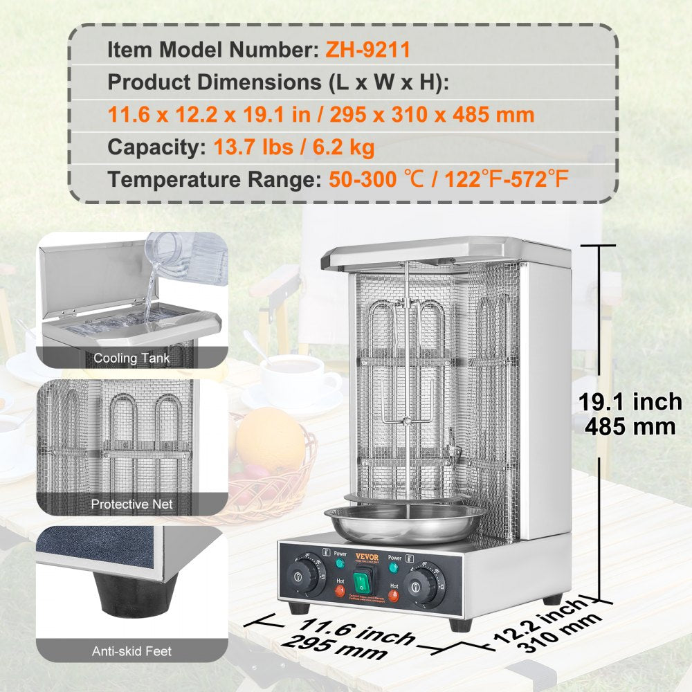 ZH-9211 - Electric Shawarma Grill Machine for Tender, Flavorful Meats