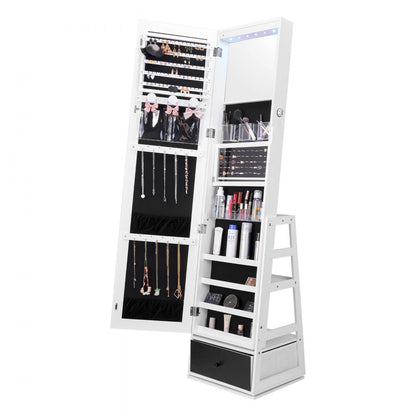 PY-2316SS - 360° Velvet-Lined Jewelry Cabinet & Makeup Mirror with LED Light