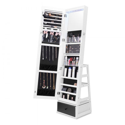 PY-2316SS - 360° Velvet-Lined Jewelry Cabinet & Makeup Mirror with LED Light