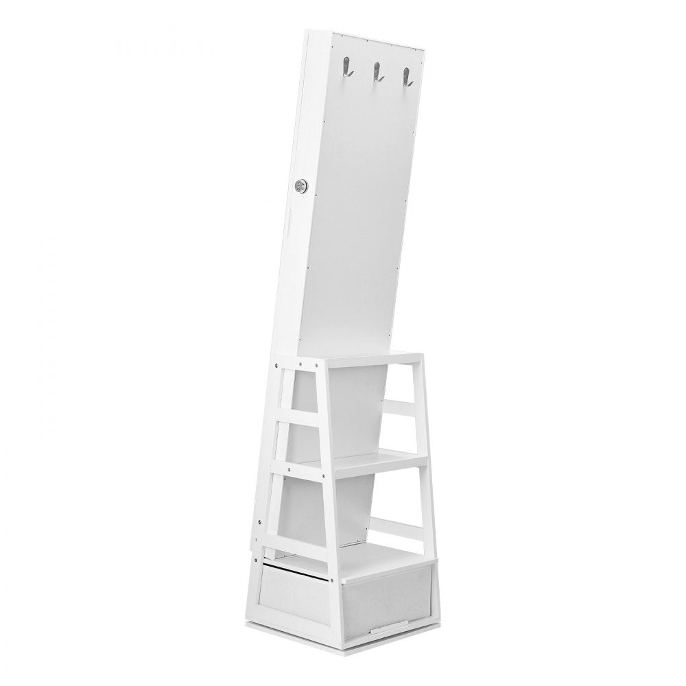 PY-2316SS - 360° Velvet-Lined Jewelry Cabinet & Makeup Mirror with LED Light