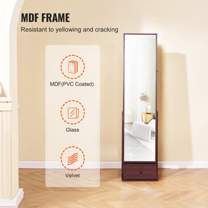 PY-2317SS - 360° Full-Length Mirror Jewelry Cabinet with Ample Storage