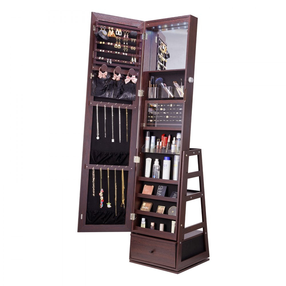 PY-2317SS - 360° Full-Length Mirror Jewelry Cabinet with Ample Storage