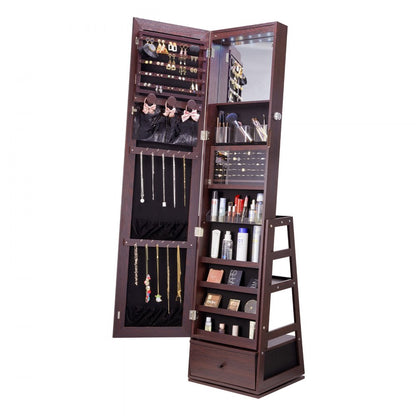 PY-2317SS - 360° Full-Length Mirror Jewelry Cabinet with Ample Storage