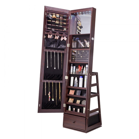 PY-2317SS - 360° Full-Length Mirror Jewelry Cabinet with Ample Storage