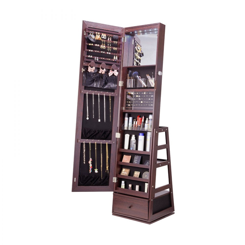 PY-2317SS - 360° Full-Length Mirror Jewelry Cabinet with Ample Storage