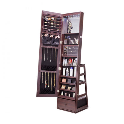 PY-2317SS - 360° Full-Length Mirror Jewelry Cabinet with Ample Storage