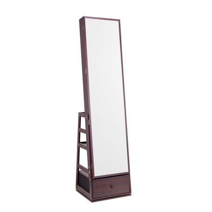 PY-2317SS - 360° Full-Length Mirror Jewelry Cabinet with Ample Storage