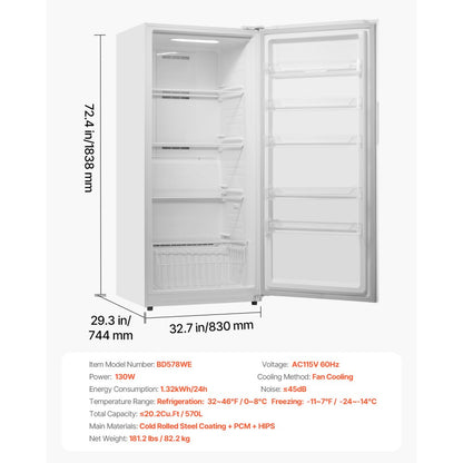 BD578WE - 20.2 Cu.Ft Convertible Freezer/Refrigerator with Automatic Defrost