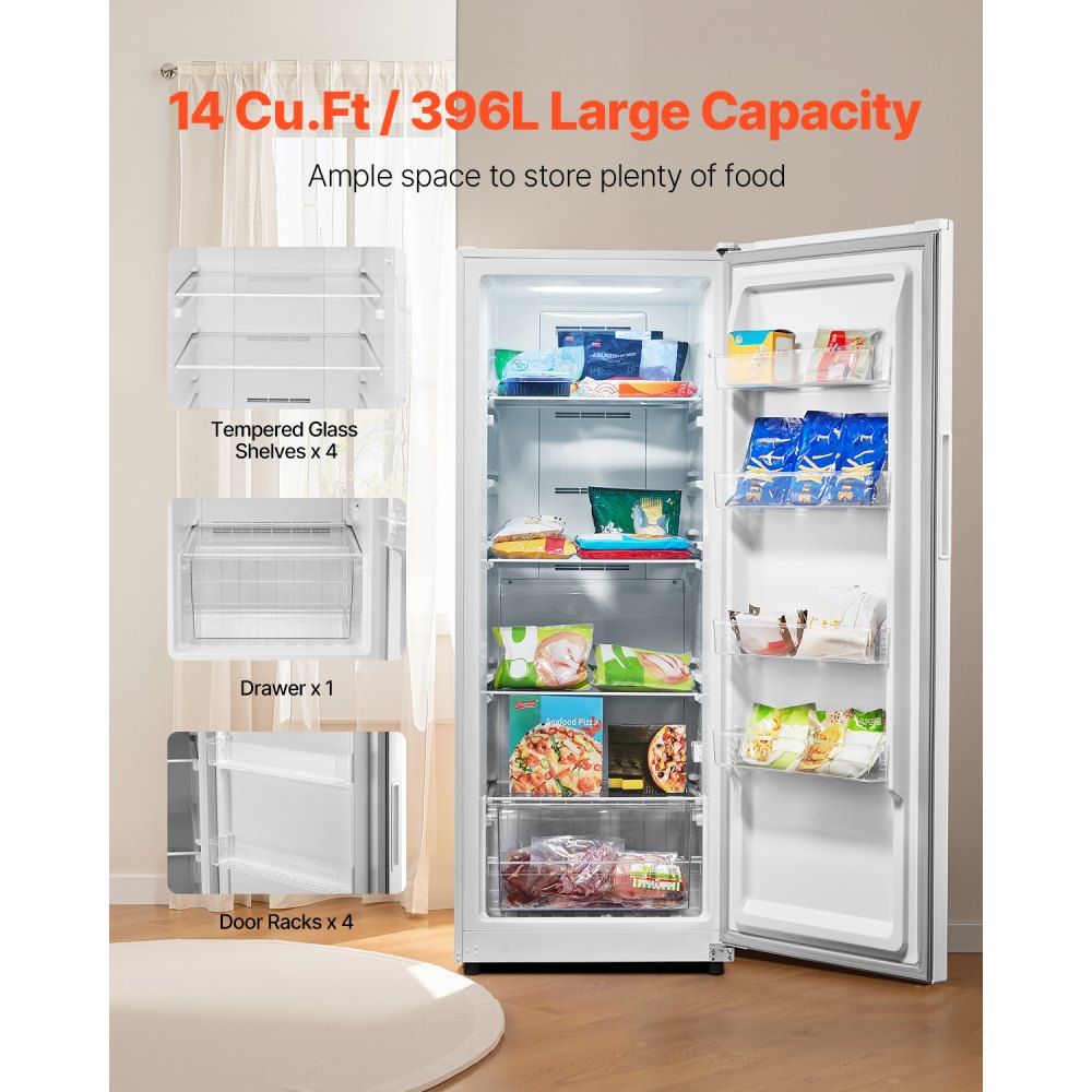 BD398WE - 14 Cu.Ft Convertible Freezer/Refrigerator, Quiet & Energy-Efficient