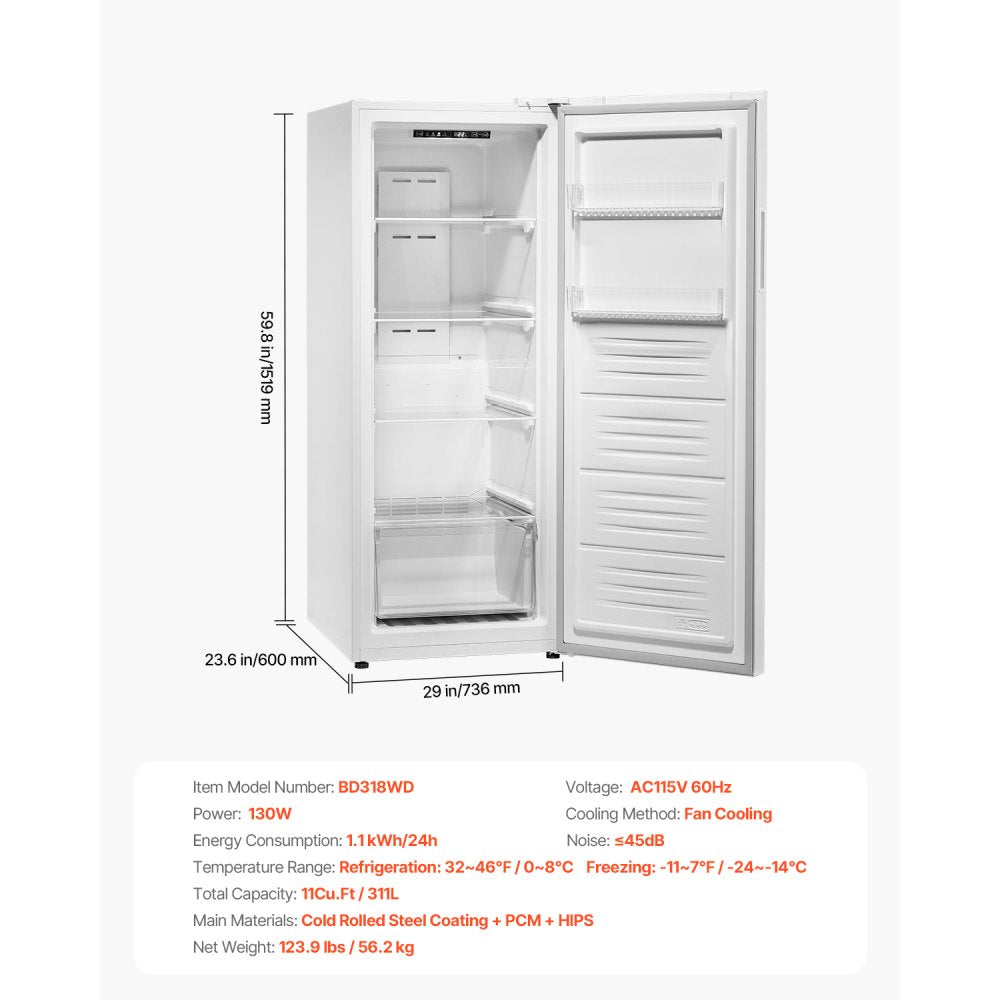 BD318WD - 11 Cu.Ft Convertible Freezer/Refrigerator with Frost Free Design