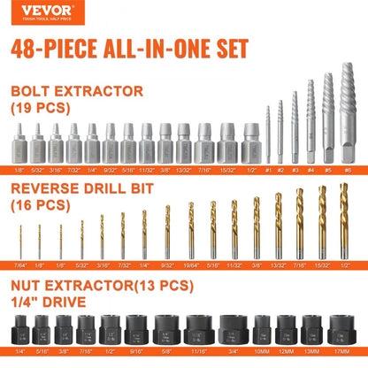 YM-48 - 48-Piece Bolt Screw Extractor Set for Automotive & Home Repairs