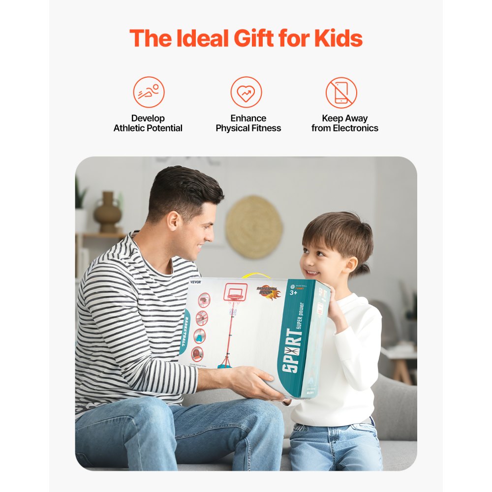 2011 - Adjustable Kids Basketball Hoop 3.4' to 6.2' with Stable Base