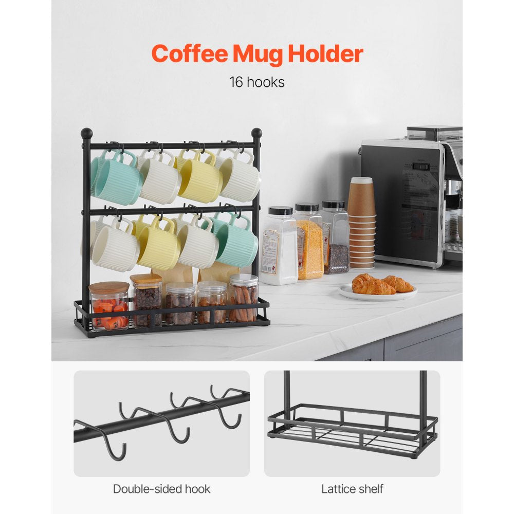 MUG-XM001 - 16-Hook Coffee Mug Holder & Storage Rack for Countertop