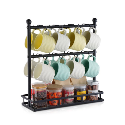 MUG-XM001 - 16-Hook Coffee Mug Holder & Storage Rack for Countertop