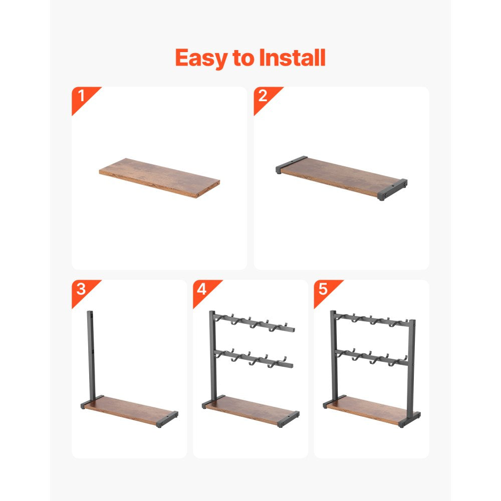 MUG-XM002 - Stylish 16 Hook Coffee Mug Rack with Wood Base Organizer