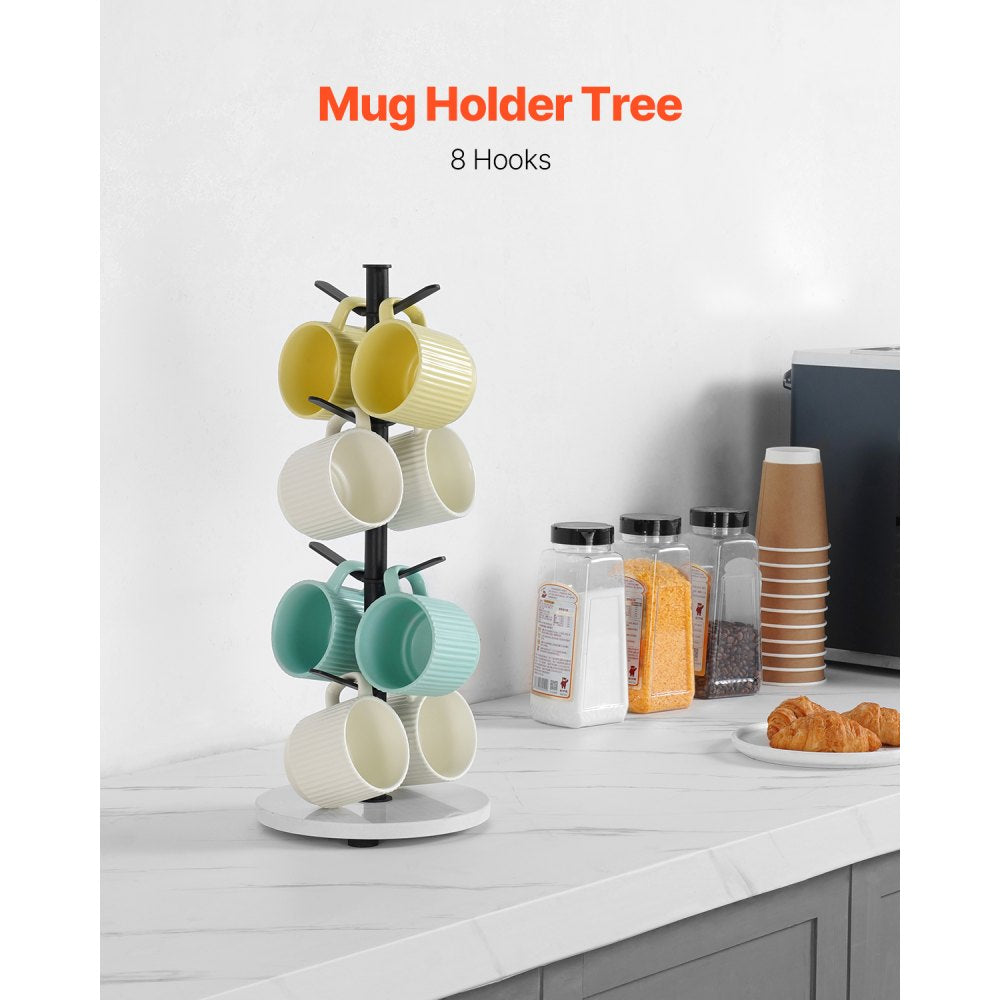 MUG-XM003 - 8-Hook Mug Tree with Marble Base for Space Saving