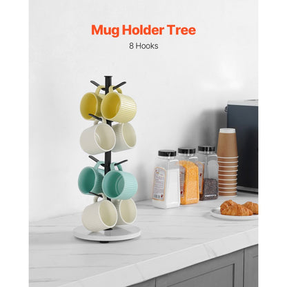MUG-XM003 - 8-Hook Mug Tree with Marble Base for Space Saving