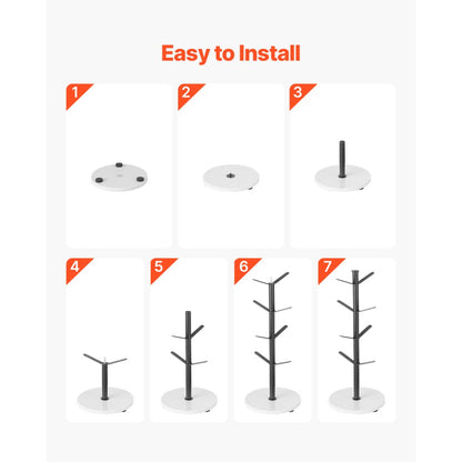 MUG-XM003 - 8-Hook Mug Tree with Marble Base for Space Saving