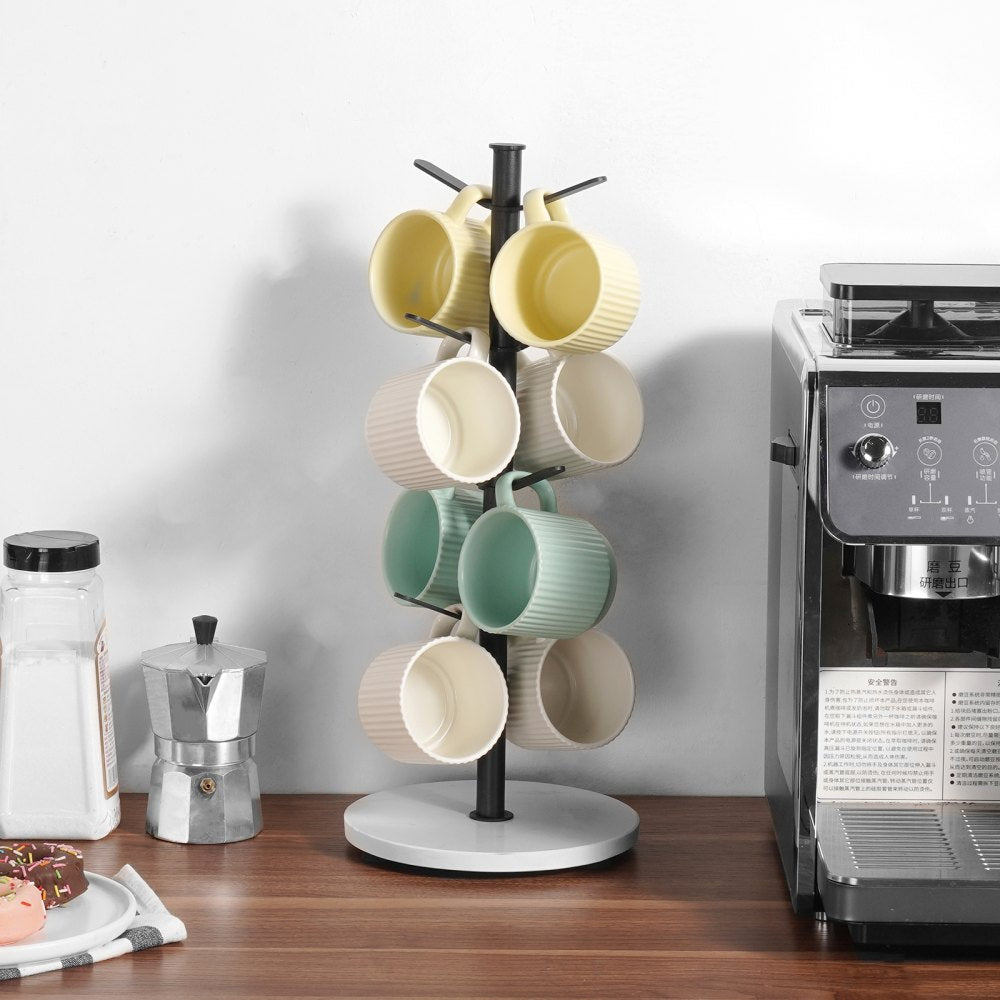 MUG-XM003 - 8-Hook Mug Tree with Marble Base for Space Saving