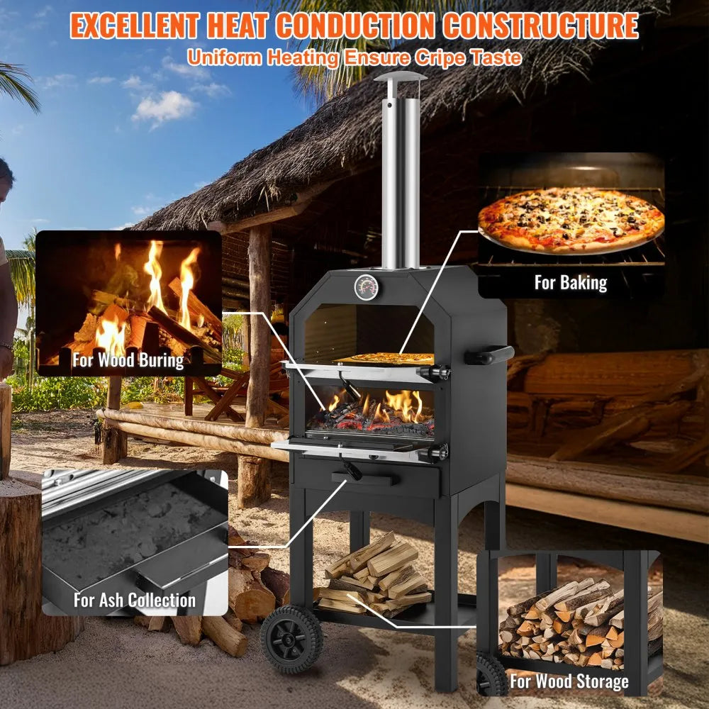 JY-MY-PSL-12 - 12" Portable Pizza Oven with 932°F Cooking Power