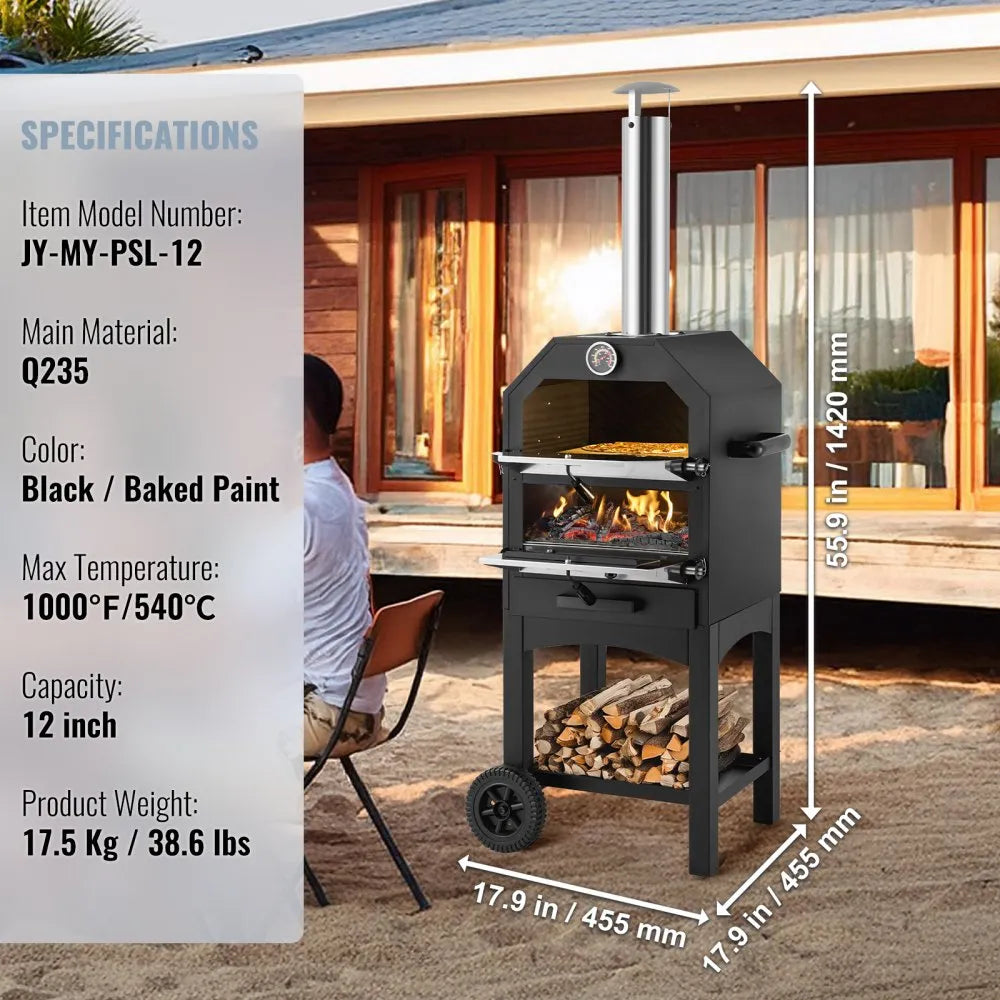 JY-MY-PSL-12 - 12" Portable Pizza Oven with 932°F Cooking Power