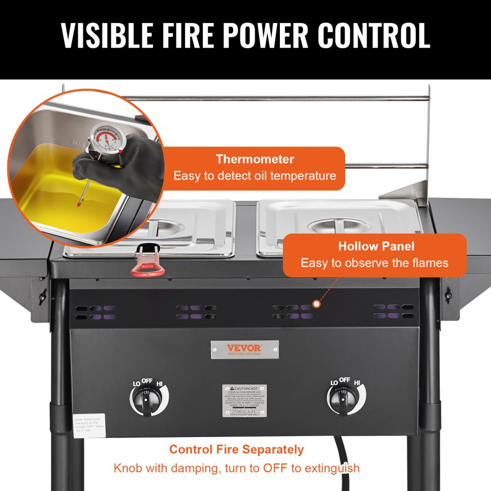 DBFY01 - 4-Gallon Outdoor Propane Deep Fryer with Dual Burners