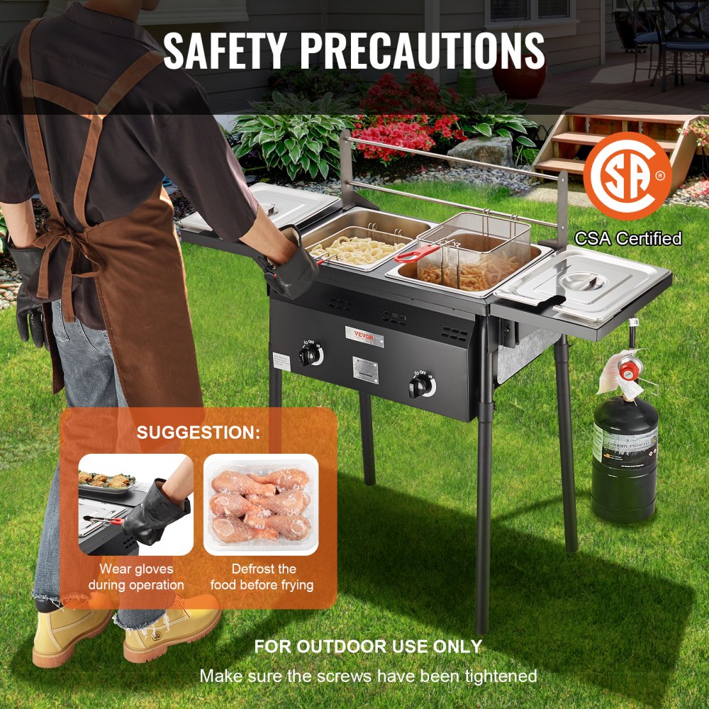 DBFY01 - 4-Gallon Outdoor Propane Deep Fryer with Dual Burners