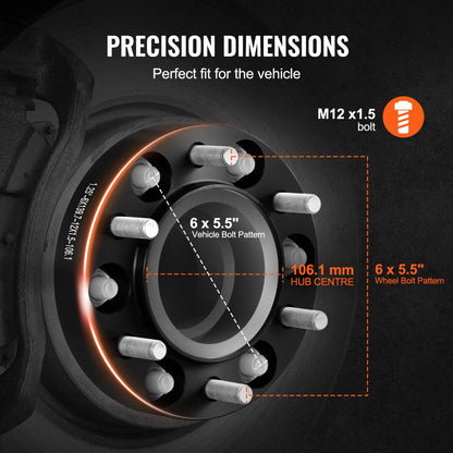 6550-6550-BT-106.1-07 - Durable 1.25" Blue Wheel Spacers for Toyota & Lexus