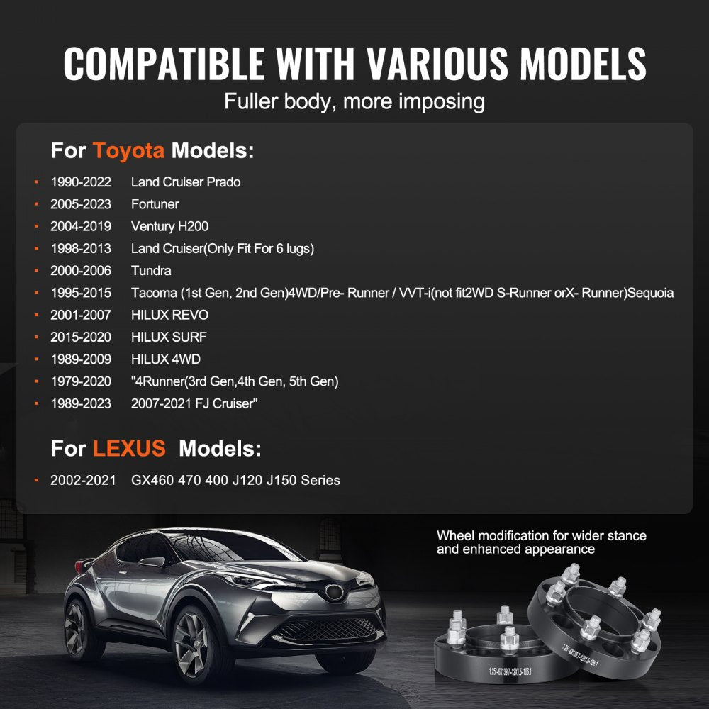 6550-6550-BT-106.1-07 - Durable 1.25" Blue Wheel Spacers for Toyota & Lexus