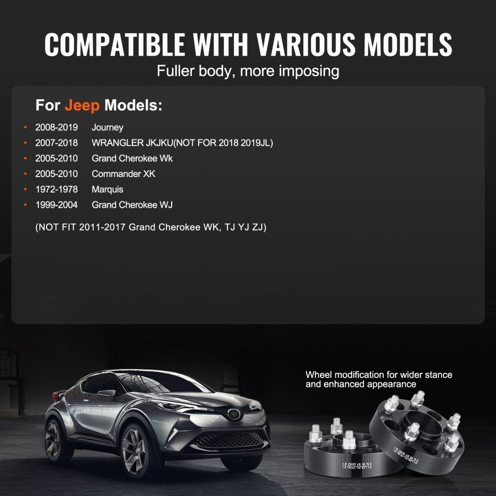 5500-5500-CT-71.5-04 - 1.5-Inch VEVOR Wheel Spacers for Enhanced Stability