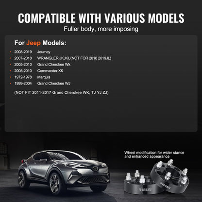 5500-5500-CT-71.5-04 - 1.5-Inch VEVOR Wheel Spacers for Enhanced Stability