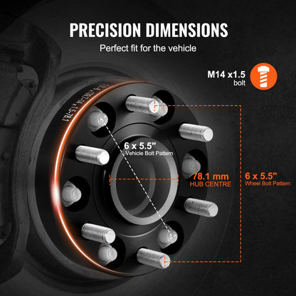 6550-6550-CT-78.1-09 - VEVOR 1.5-Inch Wheel Spacers for Enhanced Stability