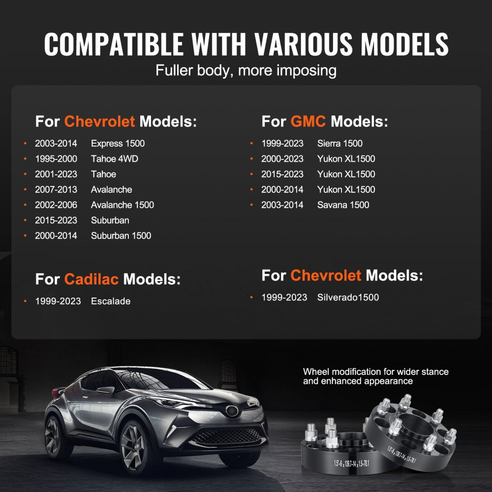 6550-6550-CT-78.1-09 - VEVOR 1.5-Inch Wheel Spacers for Enhanced Stability