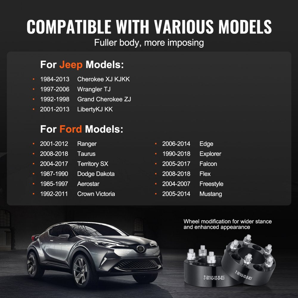 5450-5450-E-82.5-04 - 2-Inch Black Wheel Spacers for Jeep & Ford