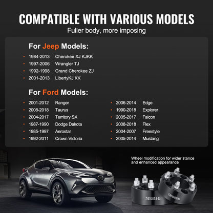 5450-5450-E-82.5-04 - 2-Inch Black Wheel Spacers for Jeep & Ford