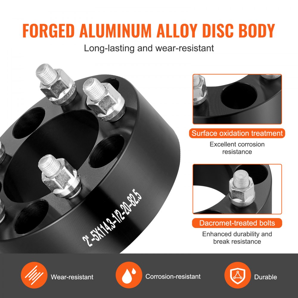 5450-5450-E-82.5-04 - 2-Inch Black Wheel Spacers for Jeep & Ford