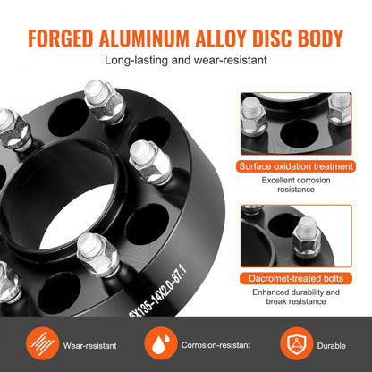 6135-6135-ET-87.1-50 - 2-Inch Aluminum Wheel Spacers for Jeep & Ford