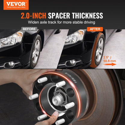 6550-6550-E-108-09 - VEVOR 2" 6-Lug Black Wheel Spacers for Stability