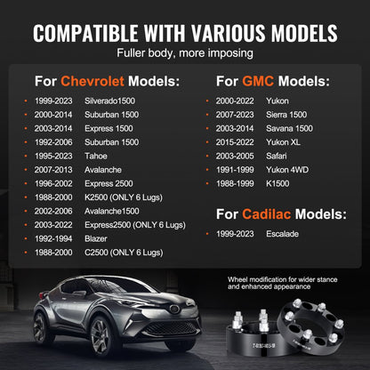 6550-6550-E-108-09 - VEVOR 2" 6-Lug Black Wheel Spacers for Stability