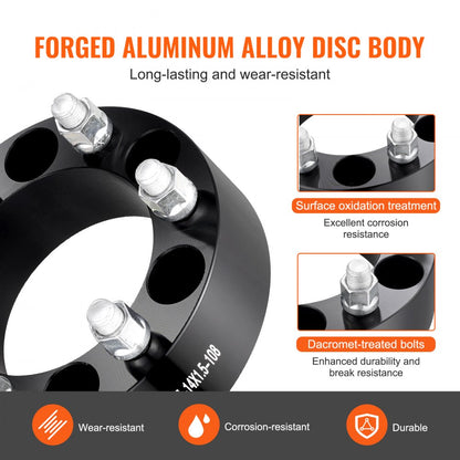 6550-6550-E-108-09 - VEVOR 2" 6-Lug Black Wheel Spacers for Stability