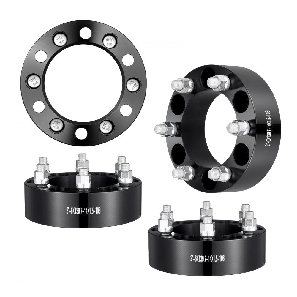 6550-6550-E-108-09 - VEVOR 2" 6-Lug Black Wheel Spacers for Stability