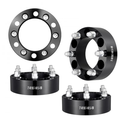 6550-6550-E-108-09 - VEVOR 2" 6-Lug Black Wheel Spacers for Stability