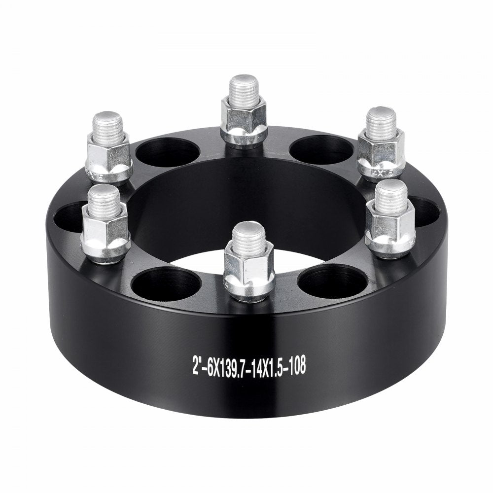 6550-6550-E-108-09 - VEVOR 2" 6-Lug Black Wheel Spacers for Stability