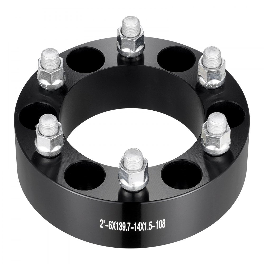 6550-6550-E-108-09 - VEVOR 2" 6-Lug Black Wheel Spacers for Stability